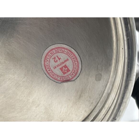 International Silver Company Pewter 9 Cup Coffee / Tea Pot With Black Handle - Picture 5 of 8